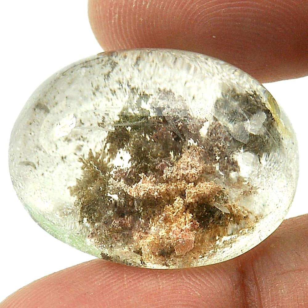 Natural Moss Quartz Gemstones 40.10 Ct. Oval Cabochon Shape 24 x 19.5 Mm. (1 of 3)