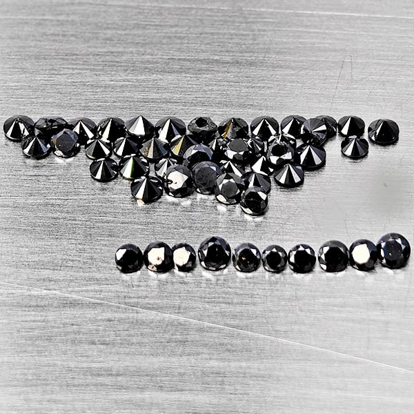 Natural Black Diamond 1.12 Ct. 50 Pcs. Round Diamond Cut 2 Mm. (1 of 3)