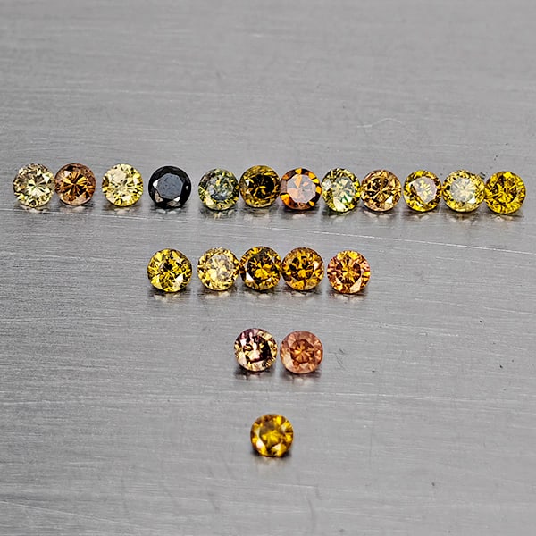 Natural Multi Color Diamond 0.27 Ct. 20 Pcs. Round Diamond Cut 1.5 Mm. (1 of 3)