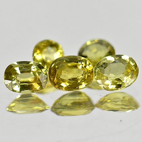 Natural Yellow Sapphire Gemstones 1.75 Ct. 5 Pcs. Mix Shape 5 x 4.2 Mm.: Product ID: 806152114 Product Name: Natural Yellow Sapphire Weight: 1.75 CT. Size: 5 x 4.2 x 2.2 MM. Shape: Mix Shape Color: Yellow Clarity:SI1 Luster: Good Gems Origin: Thailand Treatment: Heated Cry