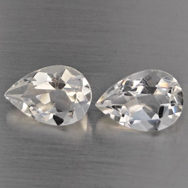 Natural White Quartz Gemstones 3.77 Ct. 2 Pcs. Pear Shape 10.1 x 7.2 Mm.: Product ID: 805530270 Product Name: Natural Quartz Weight: 3.77 CT. Size: 10.1 x 7.2 x 5.5 MM. Shape: Pear Shape Color: White Clarity:VSI Luster: Good Gems Origin: Brazil Treatment: Unheated Crystal S