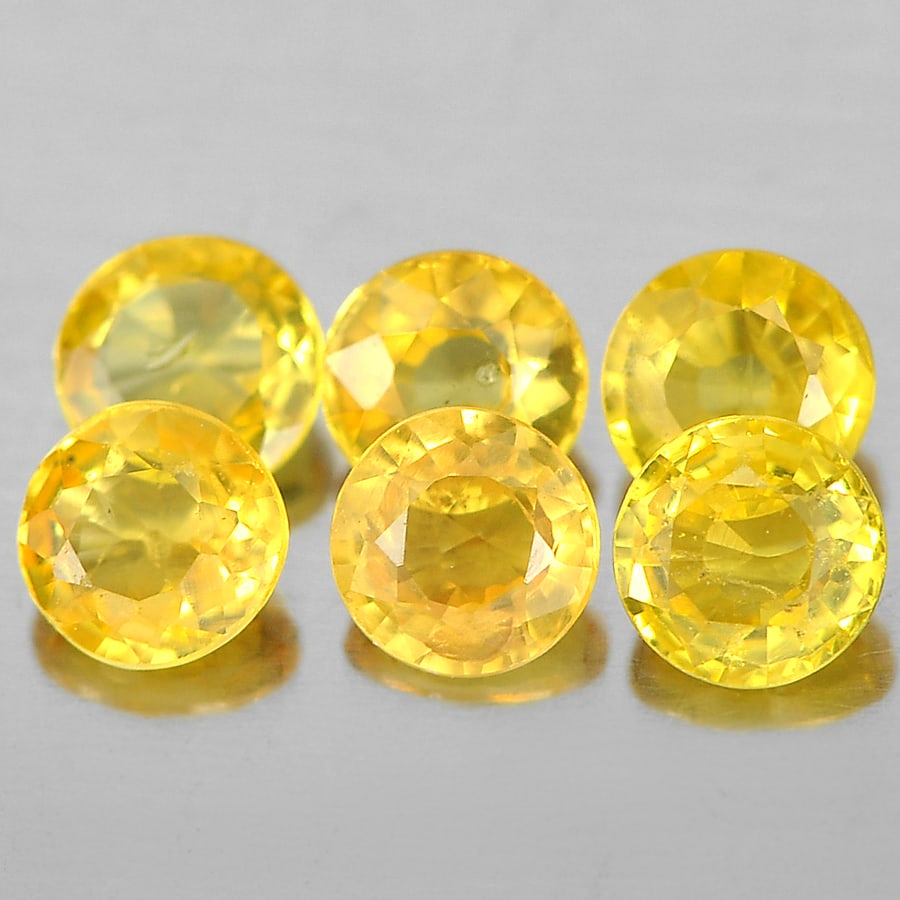 Natural Yellow Songea Sapphire Gemstones 0.93 Ct. 6 Pcs. Round Shape 3.2 Mm.: Product ID: 806161752 Product Name: Natural Yellow Sapphire Weight: 0.93 CT. Size: 3.2 x 1.6 MM. Shape: Round Color: Yellow Clarity:VSI Luster: Good Gems Origin: Tanzania Treatment: Heated Crystal Str