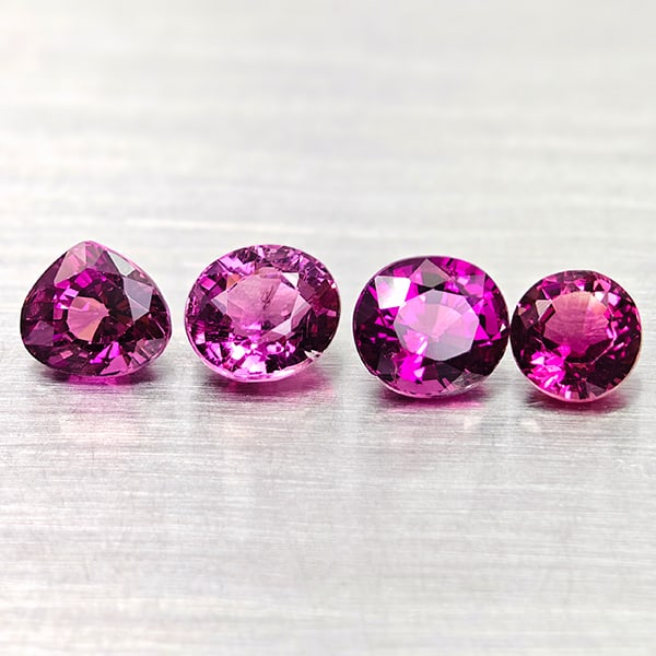 Natural Pink Tourmaline Gemstones 2.10 Ct. 4 Pcs. Mixed Shape: Product ID: 807250775 Product Name: Natural Tourmaline Weight: 2.10 CT. Size: 4.4 x 4.4 x 3.1 to 5.3 x 4.7 x 3.5 MM. Shape: Round,Oval,Pear Color: Pink Clarity:VSI Luster: Good Gems Origin: Nigeria Tr