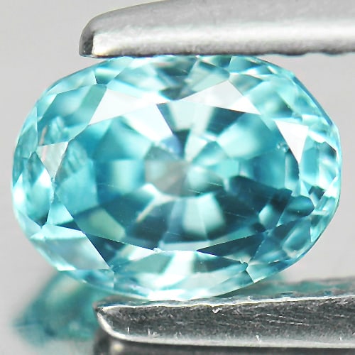 Natural Blue Zircon Gemstones 1.35 Ct. Oval Shape 6.8 x 5.2 Mm. (1 of 3)