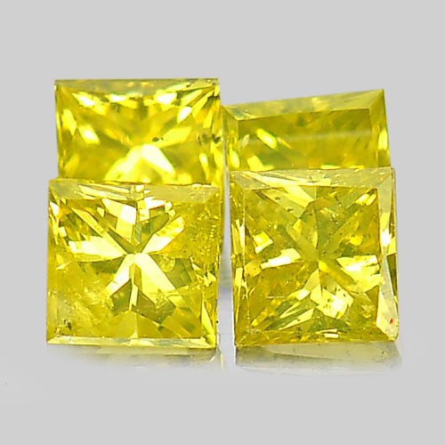 Natural Yellow Diamond 0.39 Ct. 4 Pcs. Square Princess Cut 2.6 x 2.5 Mm: Product ID: 802102955 Product Name: Natural Enhanced Diamond Weight: 0.39 CT. Size: 2.6 x 2.5 x 1.7 MM. Shape: Square Princess Cut Color: Yellow Clarity:SI1 Luster: Scintillating Gems Origin: Belgium 