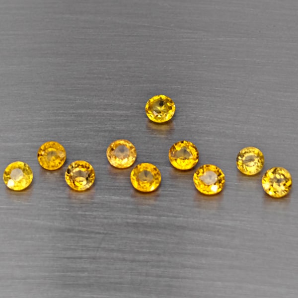 Natural Yellow Songea Sapphire Gemstones 2.46 Ct. 10 Pcs. Round Shape 3.8 Mm.: Product ID: 806130444 Product Name: Natural Yellow Sapphire Weight: 2.46 CT. Size: 3.8 x 3.8 x 2.8 MM. Shape: Round Color: Yellow Clarity:VSI Luster: Good Gems Origin: Tanzania Treatment: Heated Cryst