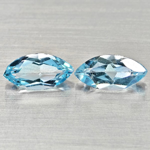 Natural Swiss Blue Topaz Gemstones 2.80 Ct. 2 Pcs. Marquise Shape 10.2 x 5.1 Mm.: Product ID: 807168210 Product Name: Natural Blue Topaz Weight: 2.71 CT. Size: 10.2 x 5.1 x 3.7 MM. Shape: Marquise Shape Color: Swiss Blue Clarity:VSI Luster: Good Gems Origin: Brazil Treatment: Treat