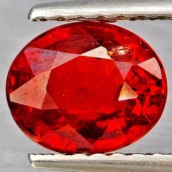 Natural Orangish Red Spessartine Garnet Gemstones 1.34 Ct. Oval Shape 6.9 x 5.9 Mm: Product ID: 802937181 Product Name: Natural Garnet Weight: 1.34 CT. Size: 6.9 x 5.9 x 3.5 MM. Shape: Oval Shape Color: Orangish Red Clarity:SI1 Luster: Good Gems Origin: Namibia Treatment: Unheated Cr