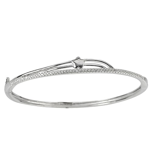 925 Sterling Silver Jewelry 30.00 Grams Bangle 62 x 56 Mm.: Product ID: 220000126 Product Type: 925 Sterling Silver Fine Jewelry Jewelry Weight: 30.00 Grams. Gemstones Color: Silver Metal: Solid Silver 92.5%. Gemstone Detail: About 30.00 Grams. Round White CZ 
