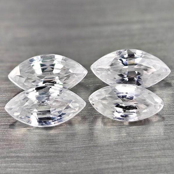 Natural White Color Zircon Gemstones 2.59 Ct. 4 Pcs. Marquise Shape 7.1 x 3.6 Mm.: Product ID: 807742988 Product Name: Natural Zircon Weight: 2.59 CT. Size: 7.1 x 3.6 x 2.5 MM. Shape: Marquise Color: White Clarity:VSI Luster: Good Gems Origin: Cambodia Treatment: Heated Crystal Stru
