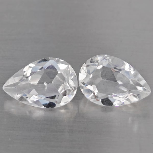 Natural White Quartz Gemstones 3.34 Ct. 2 Pcs. Pear Shape 9.8 x 7 Mm.: Product ID: 805530267 Product Name: Natural Quartz Weight: 3.34 CT. Size: 9.8 x 7 x 5 MM. Shape: Pear Shape Color: White Clarity:VSI Luster: Good Gems Origin: Brazil Treatment: Unheated Crystal Struct