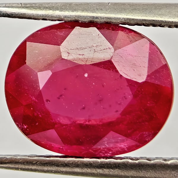 Natural Purplish Red Ruby Gemstones 3.03 Ct. Oval Shape 9.2 x 7.5 Mm.: Product ID: 805935542 Product Name: Natural Ruby Weight: 3.03 CT. Size: 9.2 x 7.5 x 4.6 MM. Shape: Oval Color: Purplish Red Clarity:VSI Luster: Good Gems Origin: Madagascar Treatment: Heated (Lead-gla