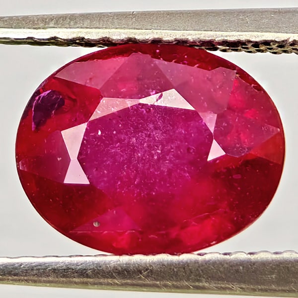 Natural Purplish Red Ruby Gemstones 2.97 Ct. Oval Shape 9.1 x 7.3 Mm.: Product ID: 805935541 Product Name: Natural Ruby Weight: 2.97 CT. Size: 9.1 x 7.3 x 5 MM. Shape: Oval Color: Purplish Red Clarity:VSI Luster: Good Gems Origin: Madagascar Treatment: Heated (Lead-glass