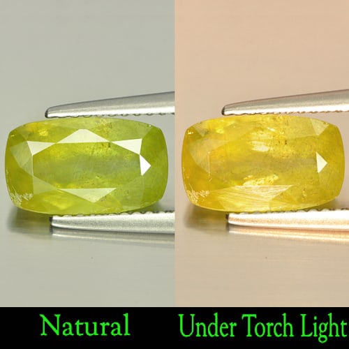 Natural Multi Color Sphene Gemstones 2.74 Ct. Cushion Shape 11.2 x 6.8 Mm.: Product ID: 806506031 Product Name: Natural Sphene Weight: 2.74 CT. Size: 11.2 x 6.8 x 4.2 MM. Shape: Cushion Color: Multi Color Titanium With Rainbow Spark Clarity:SI Luster: Adamantine Gems Origin: 