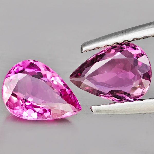 Natural Pink Tourmaline Gemstones 1.50 Ct. 2 Pcs Pear Shape 7.4 x 5.4 Mm: Product ID: 807251265 Product Name: Natural Tourmaline Weight: 1.50 CT. Size: 7.4 x 5.4 x 3 MM. Shape: Pear Shape Color: Pink Clarity:VSI Luster: Good Gems Origin: Nigeria Treatment: Unheated Crystal 