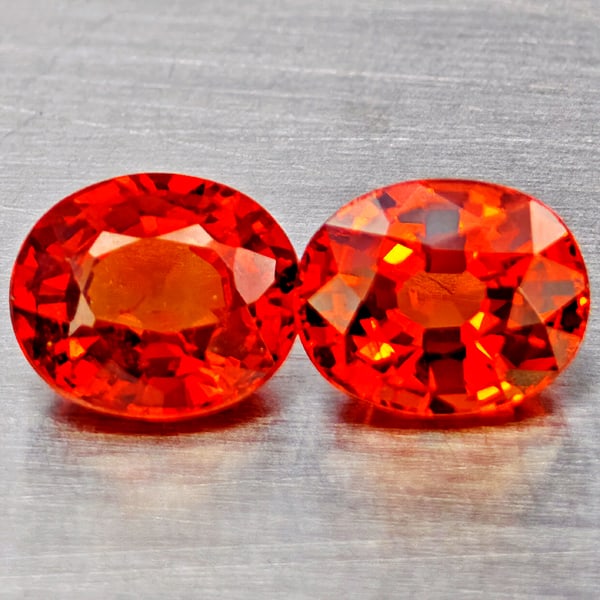 Natural Orange Red Spessartine Garnet Gemstones 1.65 Ct. 2 Pcs.Oval Shape 5.8 x 4.7 Mm.: Product ID: 802937130 Product Name: Natural Garnet Weight: 1.65 CT. Size: 5.8 x 4.7 x 3.5 MM. Shape: Oval Color: Orange Red Clarity:VVS Luster: Good Gems Origin: Namibia Treatment: Unheated Crystal St