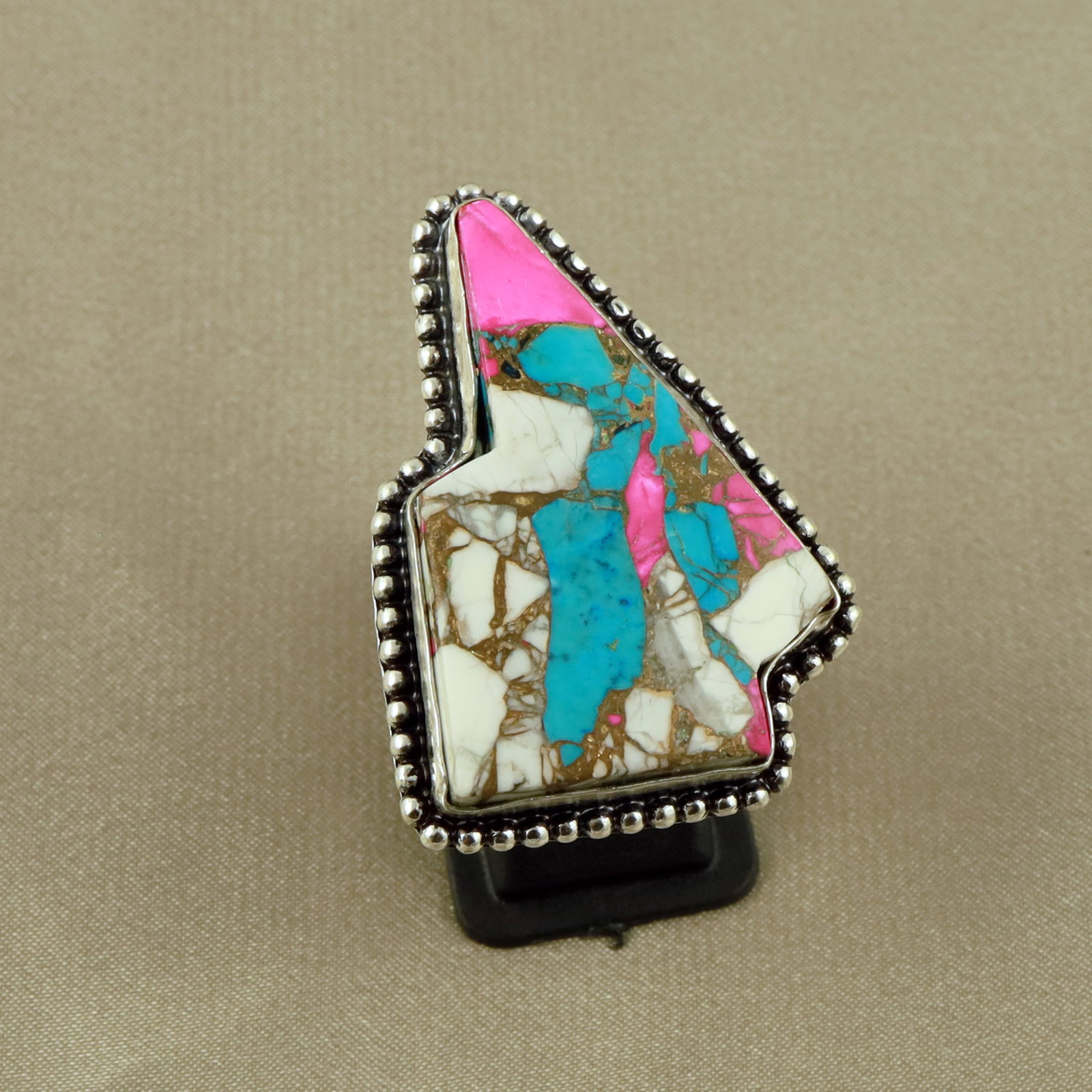 Natural Cotton Candy Sterling Silver Plated Handmade Ring - 10MM (1 of 3)