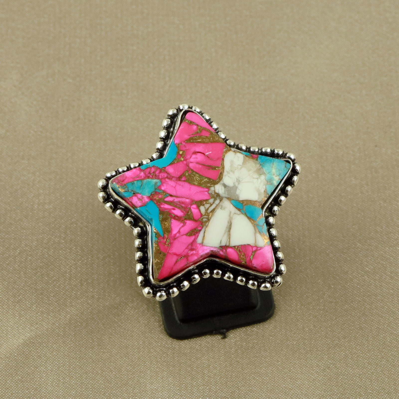 Natural Cotton Candy Silver Plated Handmade Star Ring - 7.5MM: Product ID: 260519144608 Product - Handmade Silver Plated Ring Metal - 92.5 Sterling Silver Plated Ring Size - 7.5MM Gemstone - Cotton Candy Agate Gemstone Origin - United States Gemstone Size - 3X3 C