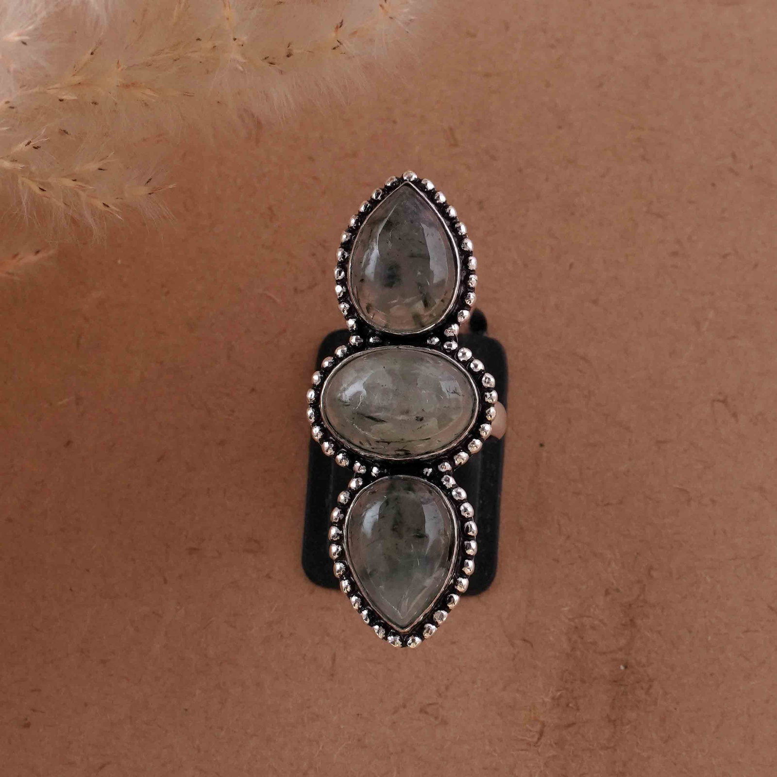 Natural Prehnite Silver Plated Handmade Ring - 6MM: Product ID: 260430123334 Product - Handmade Silver Plated Ring Metal - 92.5 Sterling Silver Plated Ring Size - 6MM Gemstone - Perhnite Gemstone Origin - South Africa Gemstone Size - 10X14 MM ( 3 Stone