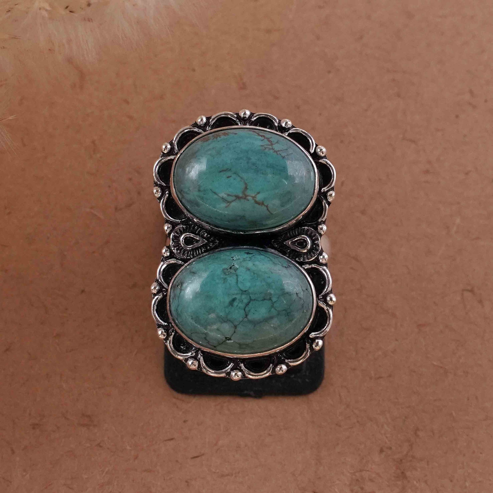 Natural Turquoise Silver Plated Handmade Ring - 6MM: Product ID: 260430123031 Product - Handmade Silver Plated Ring Metal - 92.5 Sterling Silver Plated Ring Size - 6MM Gemstone - Turquoise Gemstone Origin - Tibet Gemstone Size - 12X16 MM ( 2 Stone ) Gem