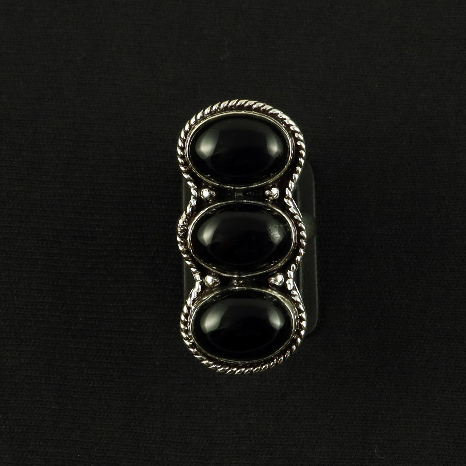 Natural Black Onyx Silver Plated Handmade Ring - 6.5MM: Product ID: 260611173044 Product - Handmade Silver Plated Ring Metal - 92.5 Sterling Silver Plated Ring Size - 6.5MM Gemstone - Black Onyx Gemstone Origin - India Gemstone Size - 10X14 MM ( 3 Stone ) 