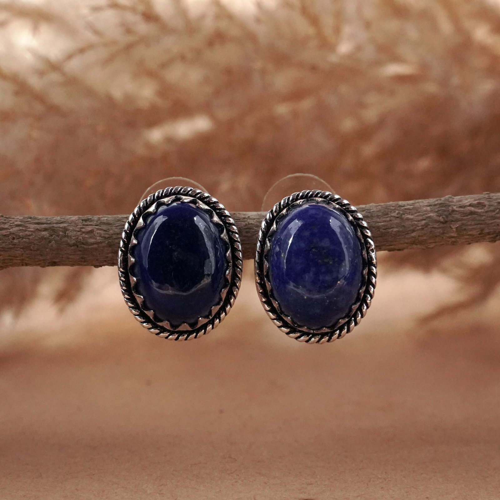 Natural Lapis Lazuli Sterling Silver Plated Handmade Stud Earring: Product ID: 260503143850 Product - Handmade Silver Plated Stud Earring Metal - 92.5 Sterling Silver Plated Earring Type - Stud Gemstone - Lapis Lazuli Gemstone Origin - Afghanistan Gemstone Size - 12X