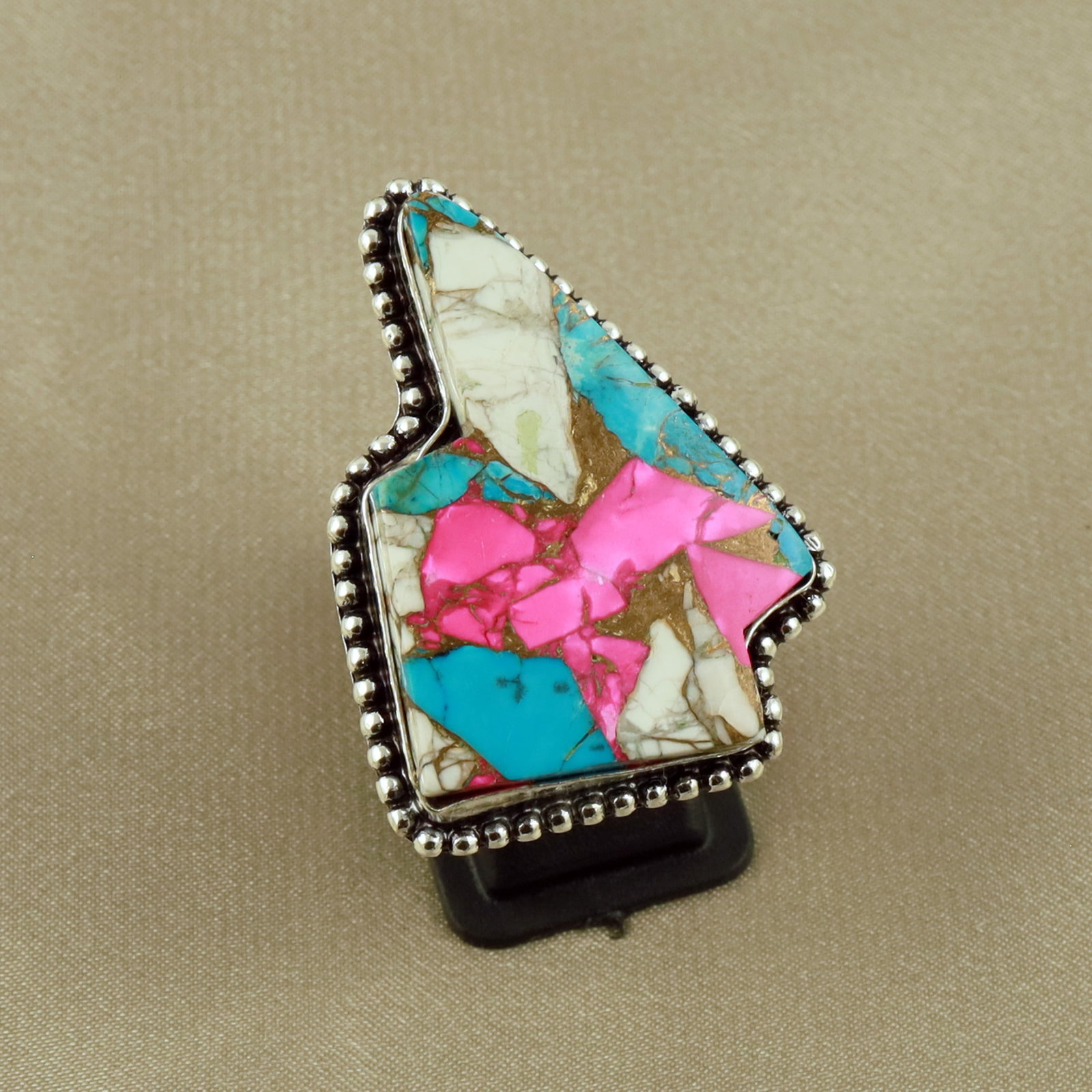 Natural Cotton Candy Sterling Silver Plated Handmade Ring - 7.5MM (1 of 3)