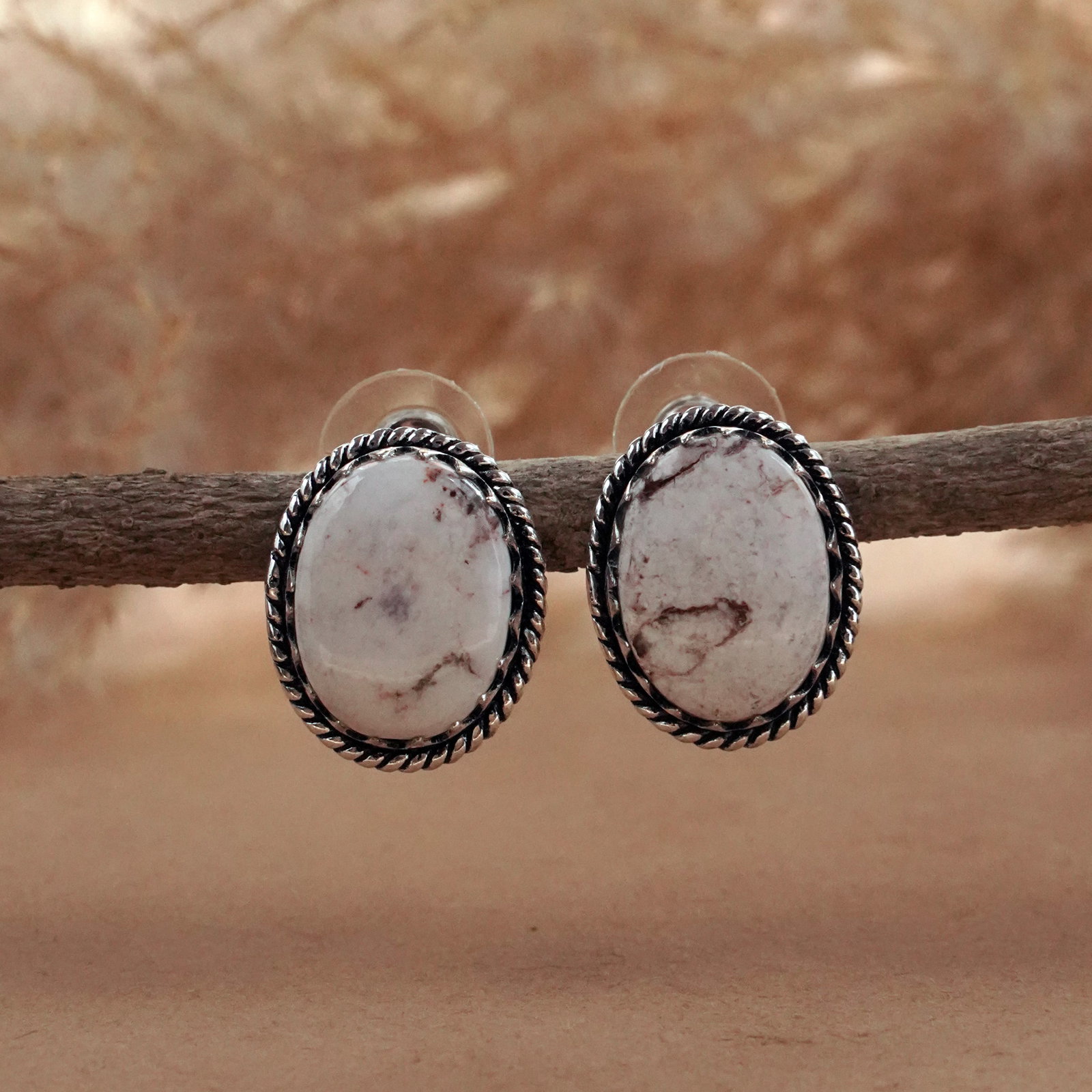 Natural Wild Horse Sterling Silver Plated Handmade Stud Earring: Product ID: 260503144503 Product - Handmade Silver Plated Stud Earring Metal - 92.5 Sterling Silver Plated Earring Type - Stud Gemstone - Wild Horse Gemstone Origin - United States Gemstone Size - 12X