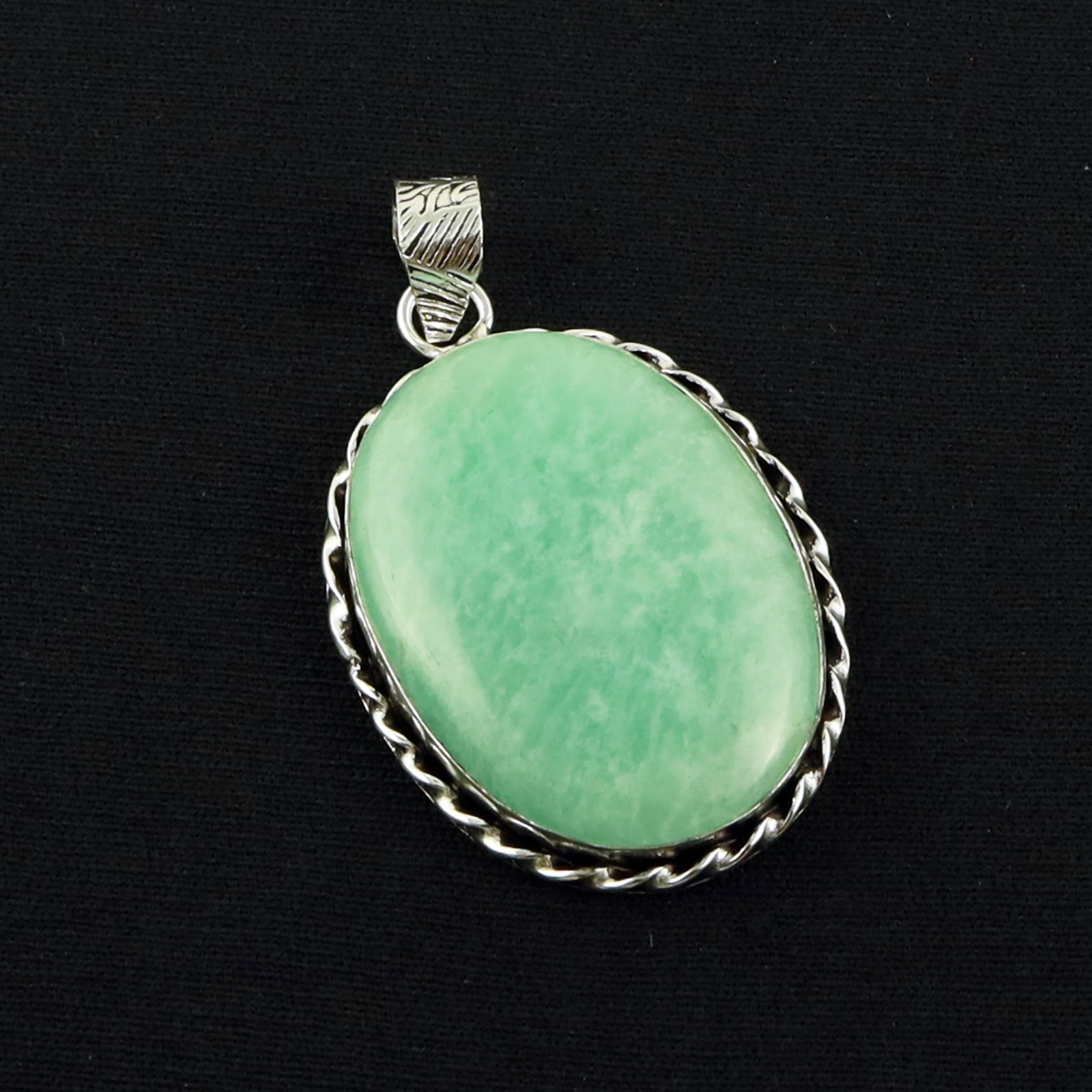 Natural Amazonite Sterling Silver Plated Handmade Pendant (1 of 3)