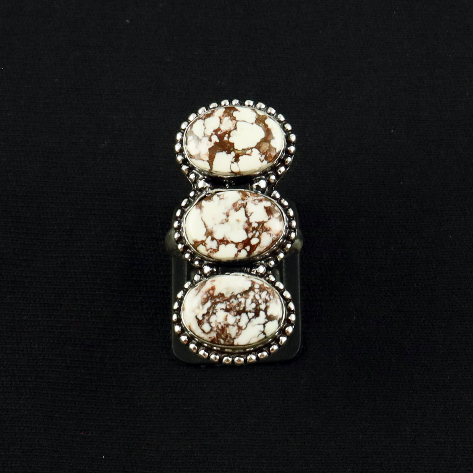 Natural Wild Horse Sterling Silver Plated Handmade Ring - 7MM: Product ID: 260620133531 Product - Handmade Silver Plated Ring Metal - 92.5 Sterling Silver Plated Ring Size - 7MM Gemstone - Wild Horse Gemstone Origin - United States Gemstone Size - 10X14 MM ( 3 St