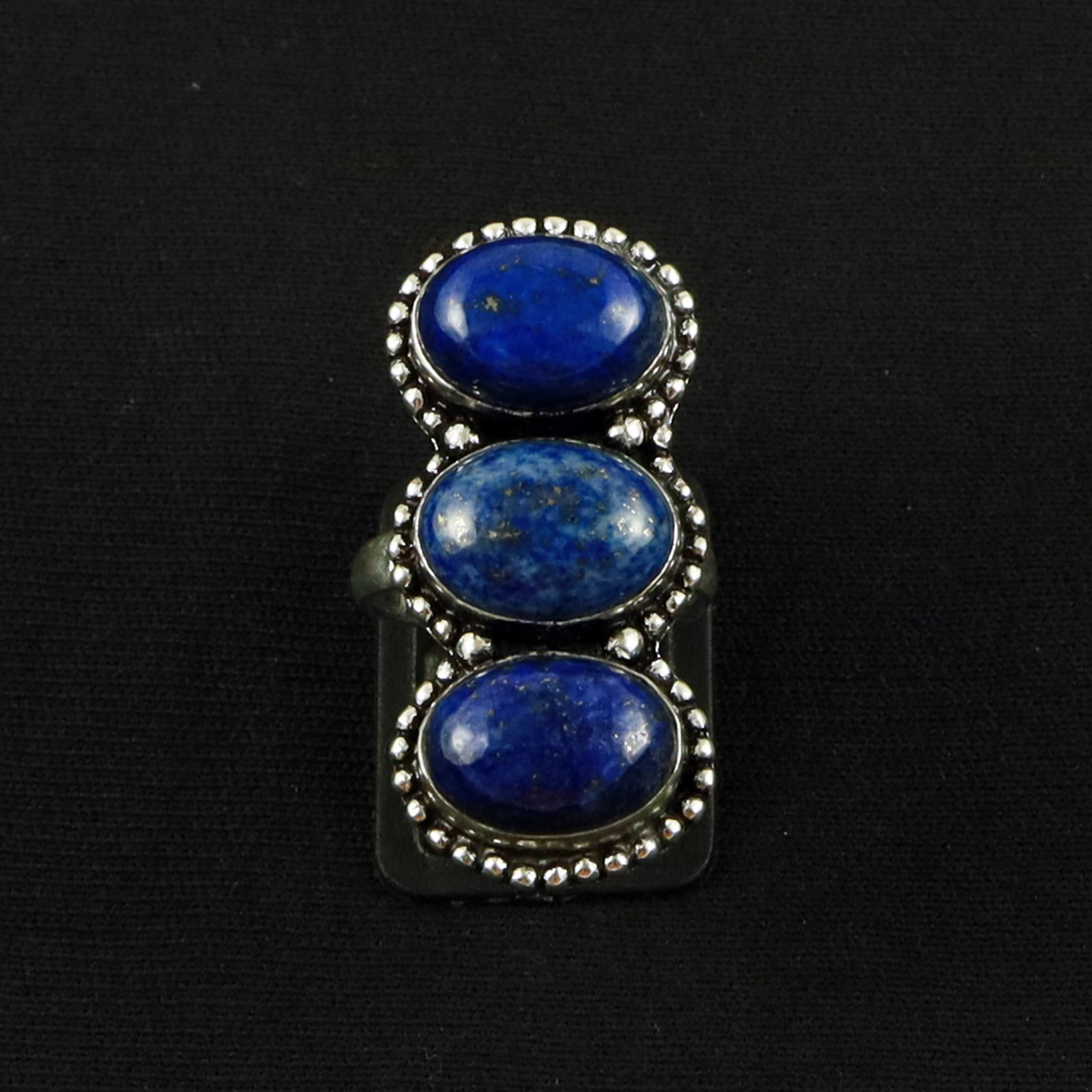 Natural Lapis Lazuli Sterling Silver Plated Handmade Ring - 7MM: Product ID: 260620132341 Product - Handmade Silver Plated Ring Metal - 92.5 Sterling Silver Plated Ring Size - 7MM Gemstone - Lapis Lazuli Gemstone Origin - Afghanistan Gemstone Size - 10X14 MM ( 3 St