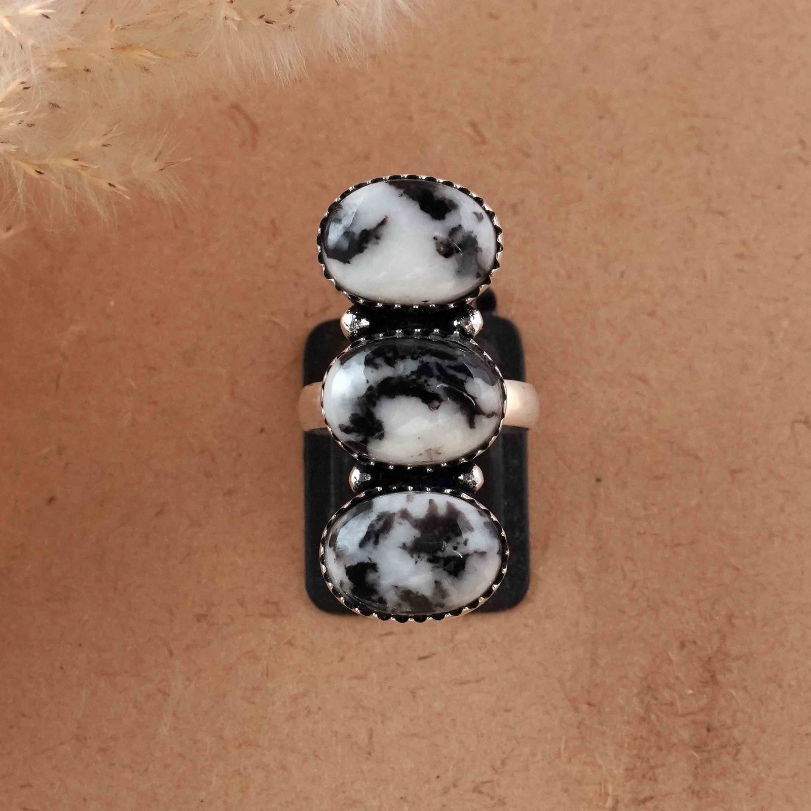 Natural Zebra Jasper Sterling Silver Plated Handmade Ring - 7.5MM: Product ID: 260430122201 Product - Handmade Silver Plated Ring Metal - 92.5 Sterling Silver Plated Ring Size - 7.5MM Gemstone - Zebra Jasper Gemstone Origin - Africa Gemstone Size - 10X14 MM ( 3 Stone