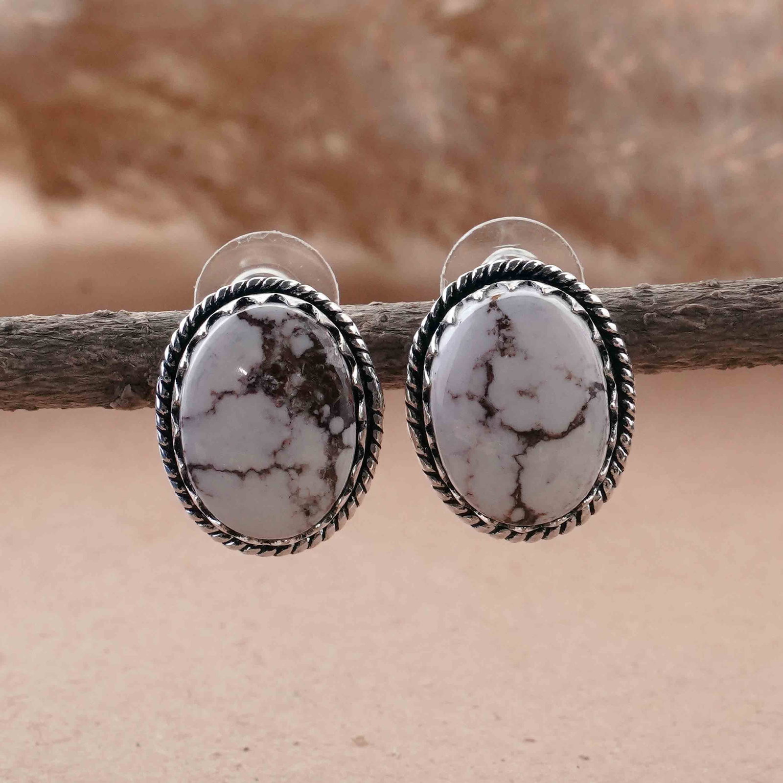 Natural Wild Horse Sterling Silver Plated Handmade Stud Earring: Product ID: 260418102043 Product - Handmade Silver Plated Stud Earring Metal - 92.5 Sterling Silver Plated Earring Type - Stud Gemstone - Wild Horse Gemstone Origin - United States Gemstone Size - 12X