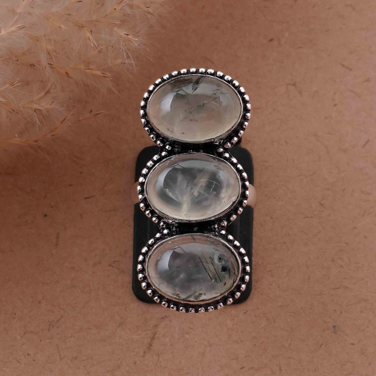 Natural Prehnite Sterling Silver Plated Handmade Ring - 6.5MM: Product ID: 260417130904 Product - Handmade Silver Plated Ring Metal - 92.5 Sterling Silver Plated Ring Size - 6.5MM Gemstone - Prehnite Gemstone Origin - South Africa Gemstone Size - 10X14 MM ( 3 Sto