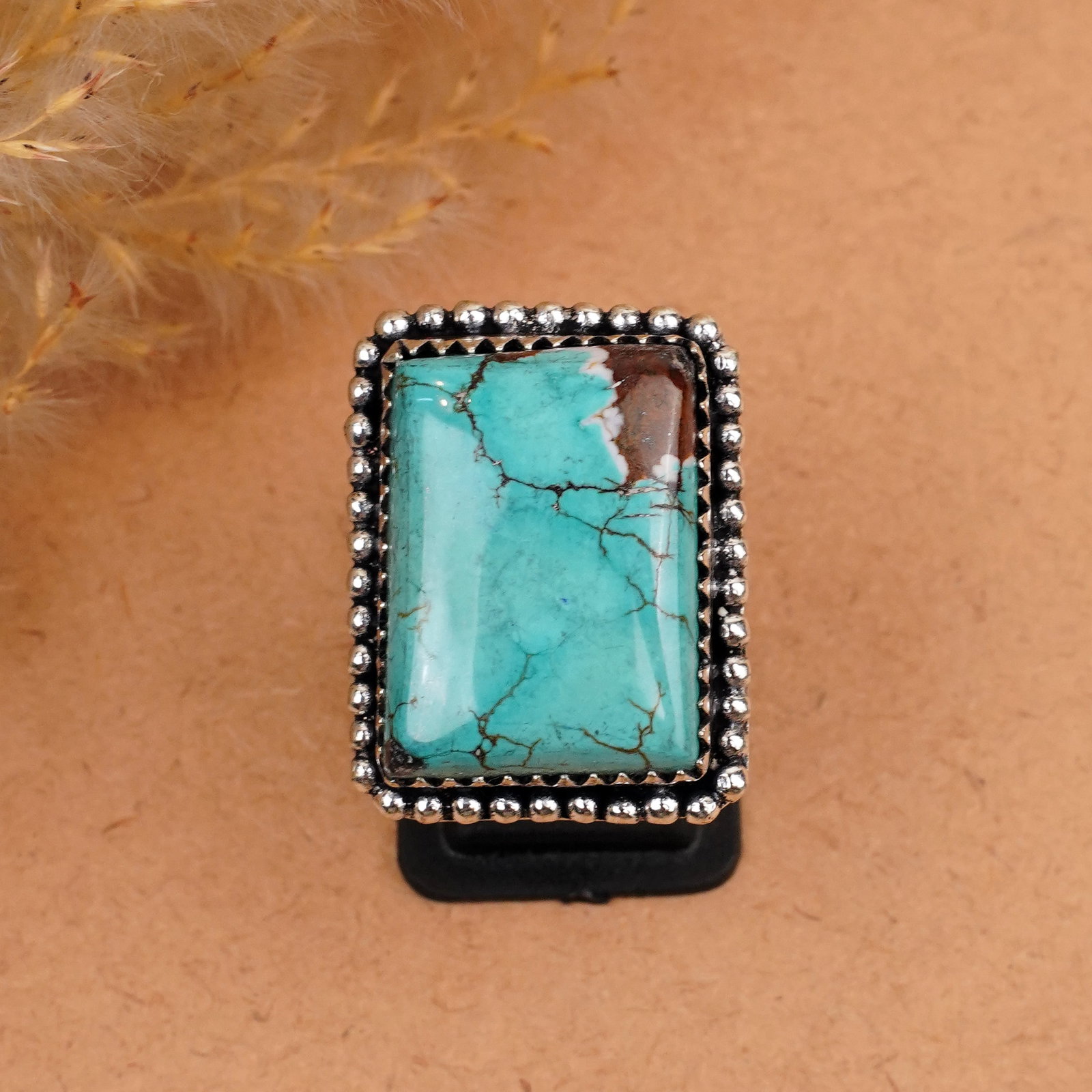 Natural Turquoise Sterling Silver Plated Handmade Ring - 7MM: Product ID: 260410180043 Product - Handmade Silver Plated Ring Metal - 92.5 Sterling Silver Plated Ring Size - 7MM Gemstone - Turquoise Gemstone Origin - Tibet Gemstone Size - 2X1.5 CM Gemstone Shape 