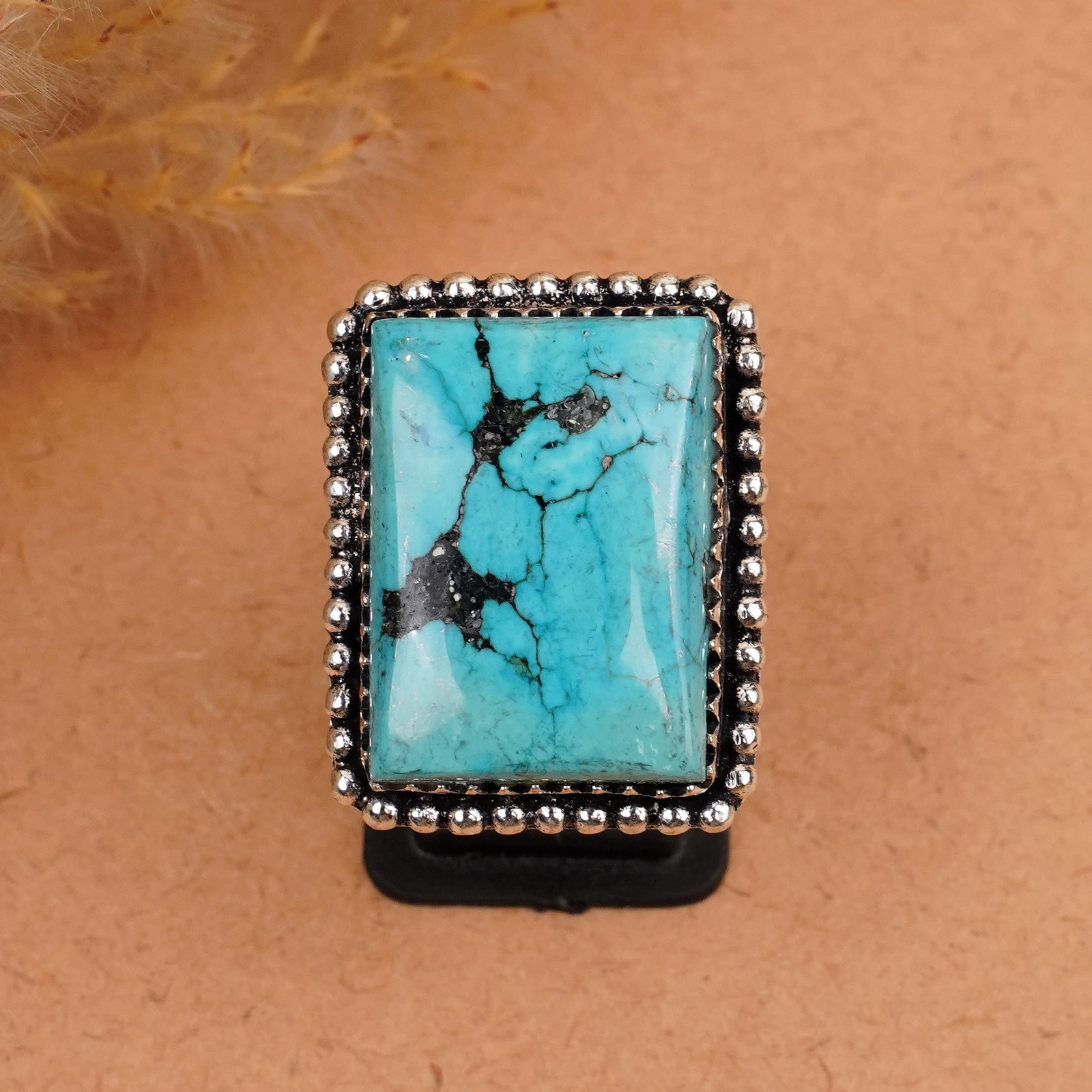 Natural Turquoise Sterling Silver Plated Handmade Ring - 7MM: Product ID: 260410175744 Product - Handmade Silver Plated Ring Metal - 92.5 Sterling Silver Plated Ring Size - 7MM Gemstone - Turquoise Gemstone Origin - Tibet Gemstone Size - 2X1.5 CM Gemstone Shape 