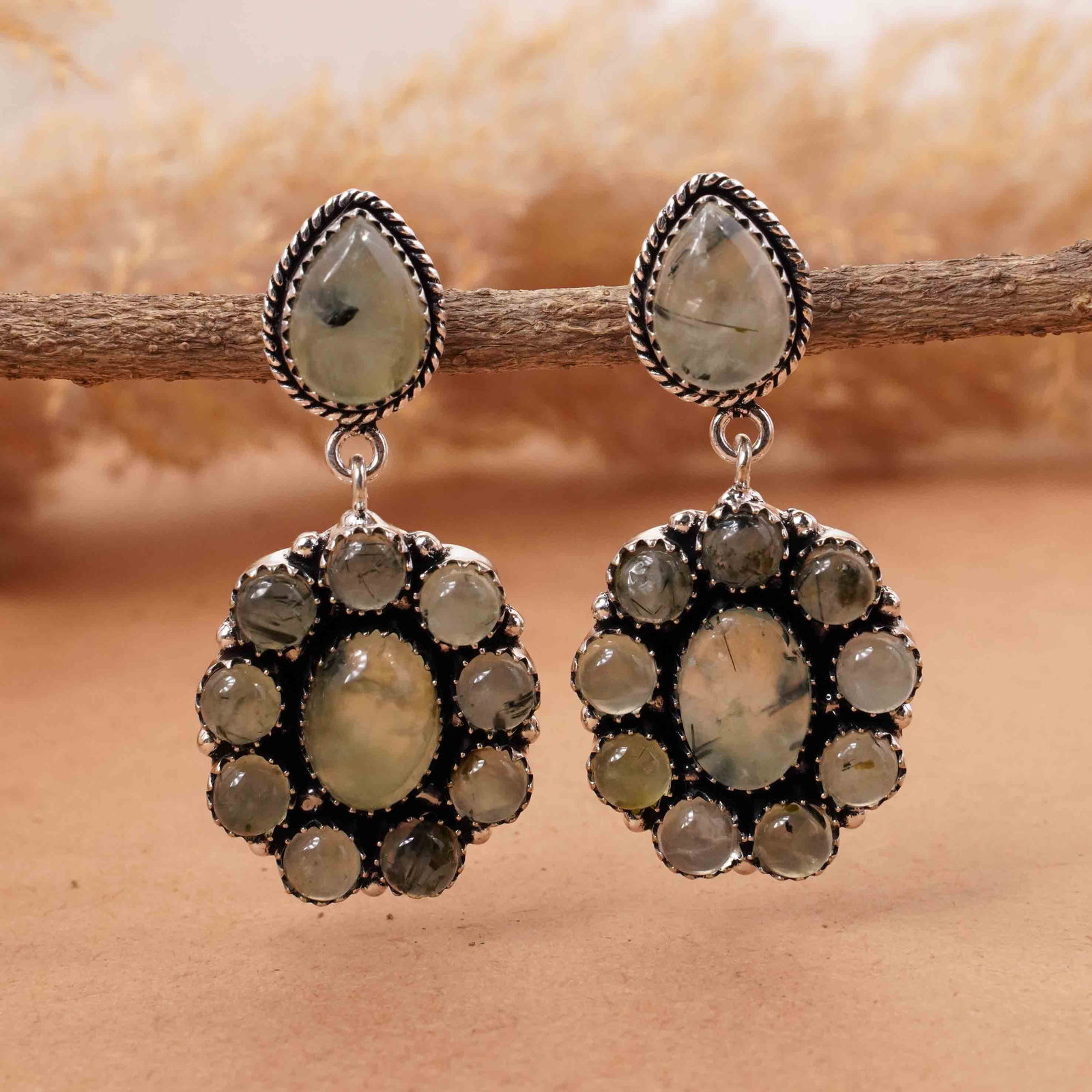 Natural Prehnite Sterling Silver Plated Handmade Stud Earring: Product ID: 260413111941 Product - Handmade Silver Plated Stud Earring Metal - 92.5 Sterling Silver Plated Earring Type - Stud Gemstone - Prehnite Gemstone Origin - South Africa Gemstone Size - 10X14 