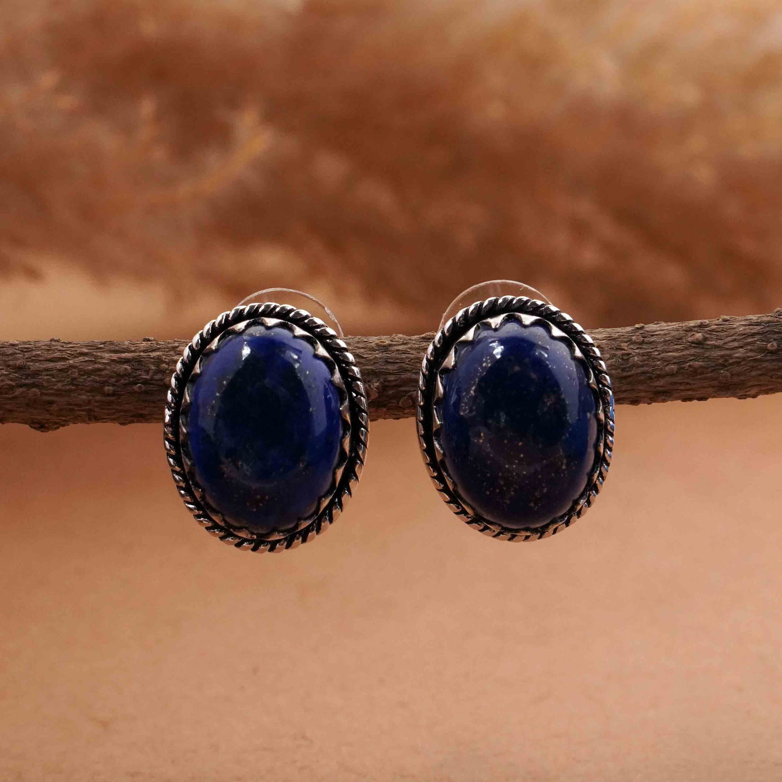 Natural Lapis Lazuli Sterling Silver Plated Handmade Stud Earring: Product ID: 260413110632 Product - Handmade Silver Plated Stud Earring Metal - 92.5 Sterling Silver Plated Earring Type - Stud Gemstone - Lapis Gemstone Origin - Afghanistan Gemstone Size - 12X16 MM (