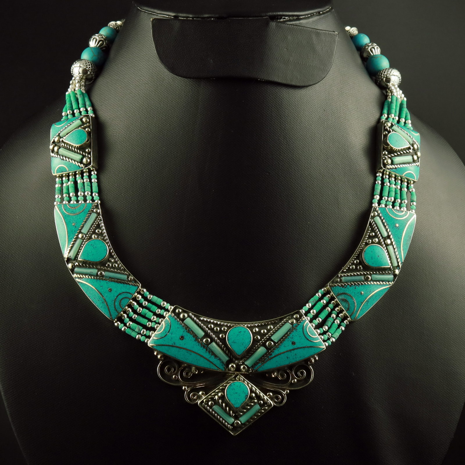 Tibetan Turquoise Handmade Designer Royal Necklace (1 of 3)