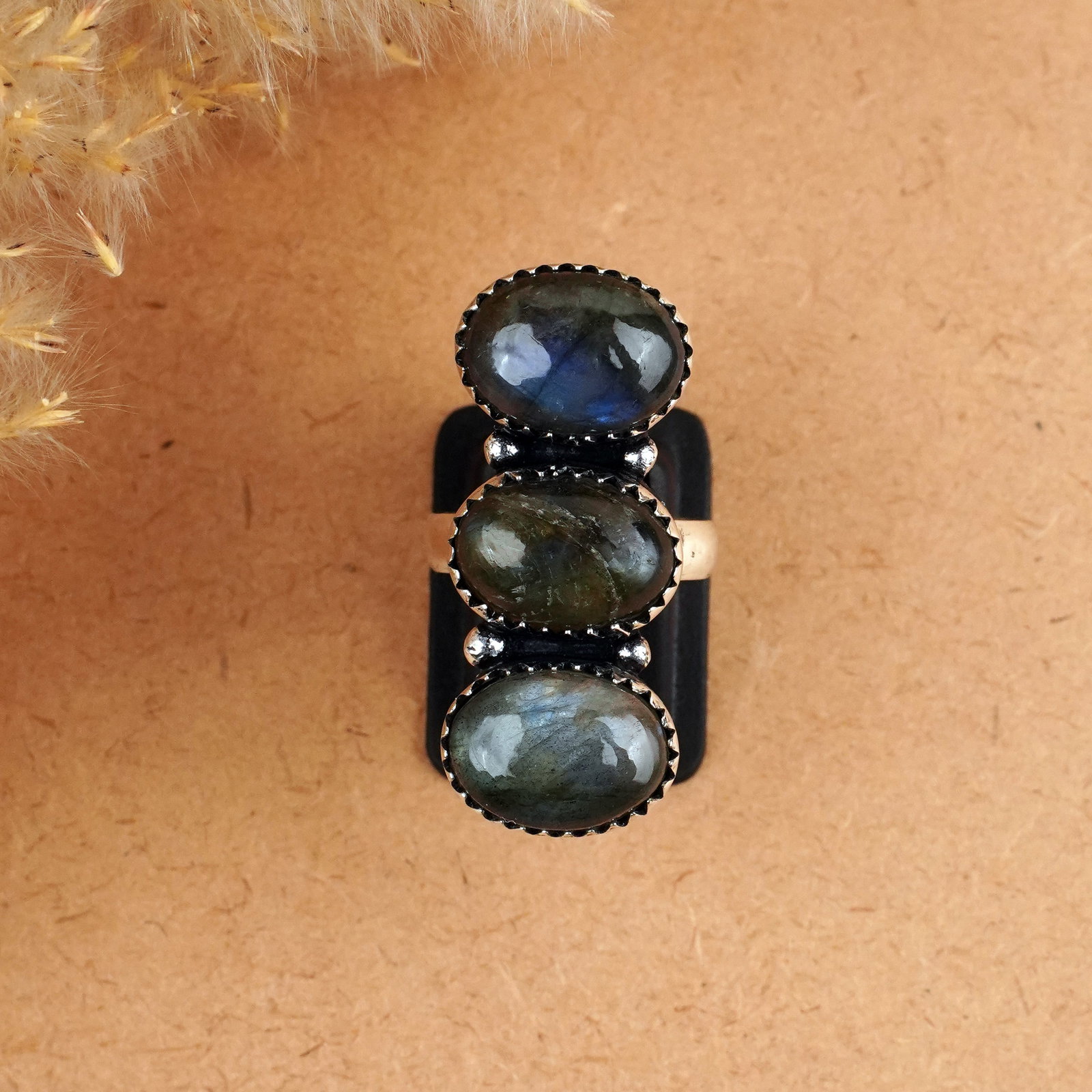 Natural Labradorite Sterling Silver Plated Handmade Ring - 7MM: Product ID: 260409151455 Product - Handmade Silver Plated Ring Metal - 92.5 Sterling Silver Plated Ring Size - 7MM Gemstone - Labradorite Gemstone Origin - Canada Gemstone Size - 10X14 MM ( 3 Stone ) 