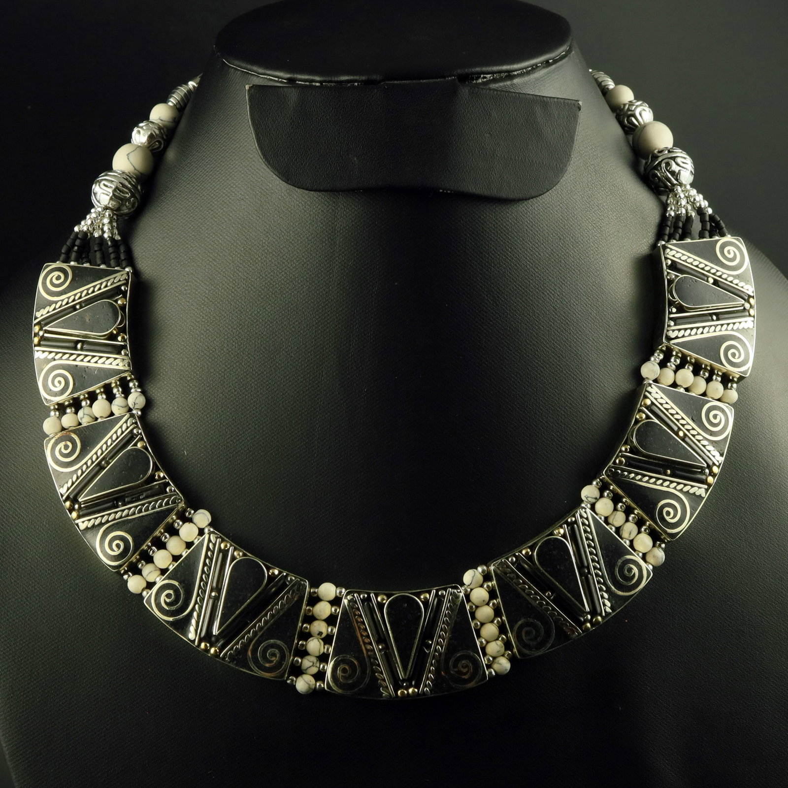 Tibetan Black Onyx Handmade Designer Choker Necklace (1 of 3)