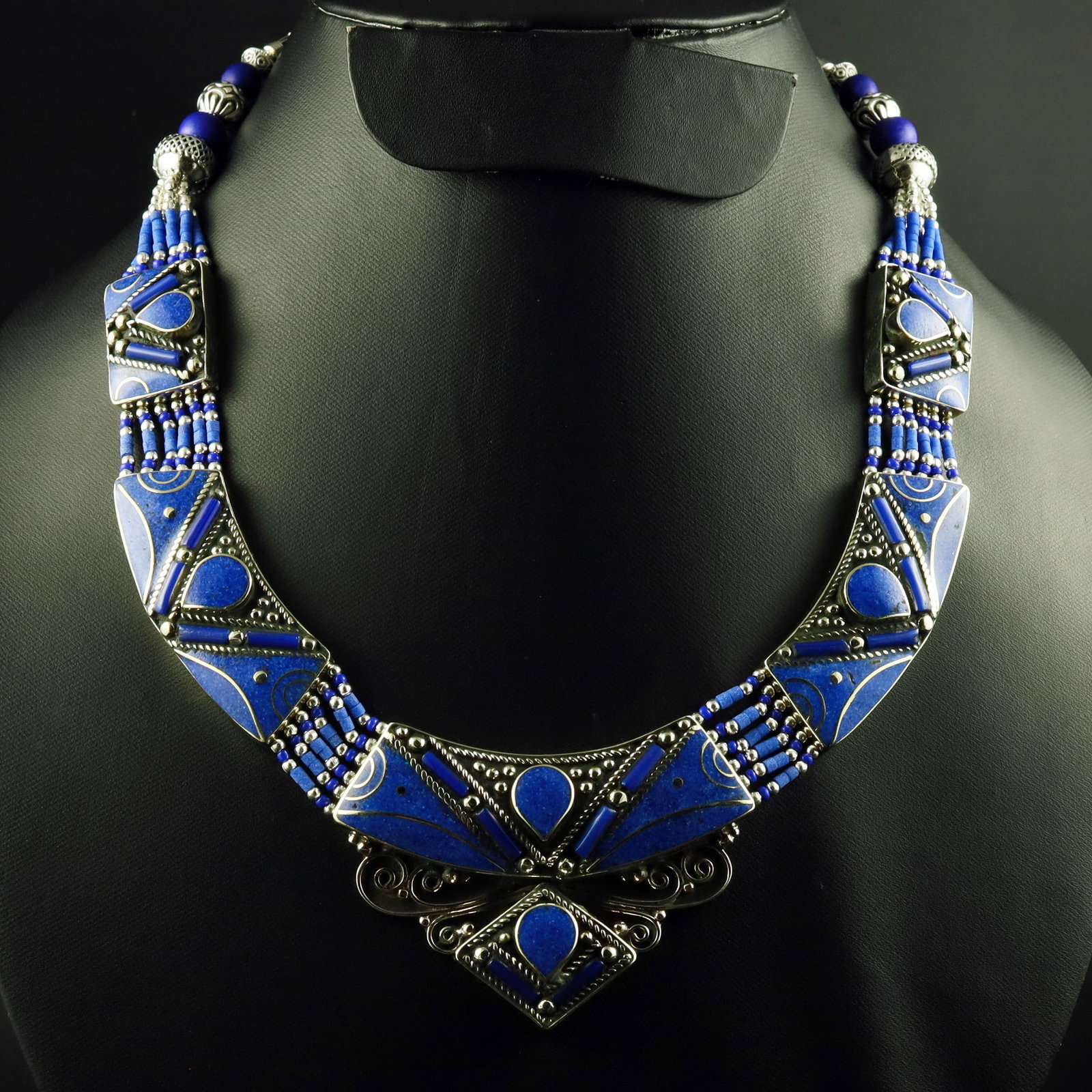 Afghani Natural Lapis Lazuli Handmade Boho Necklace: Product ID: 260518172856 Product - Tibetan Handmade Ethnic Necklace Gemstone - Natural Lapis Lazuli Necklace Length - 18 Inch Necklace Weight - 115 Gram Approx Metal - Brass & Copper mix Metal Origin 