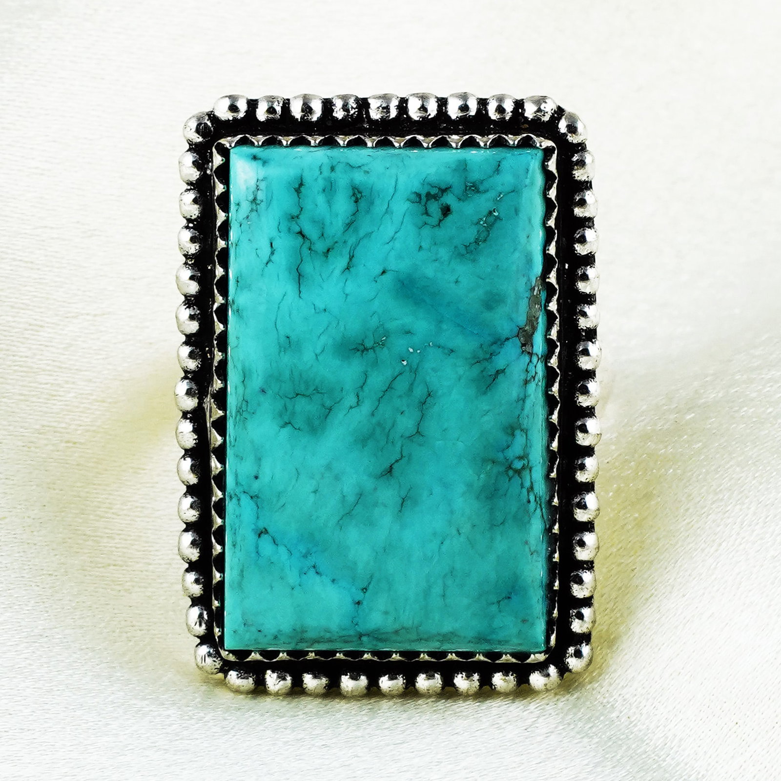 Natural Turquoise Sterling Silver Plated Handmade Ring - 10MM: Product ID: 260402175759 Product - Handmade Silver Plated Ring Metal - 92.5 Sterling Silver Plated Ring Size - 10MM Gemstone - Turquoise Gemstone Origin - Tibet Gemstone Size - 12X16 MM Gemstone Shape