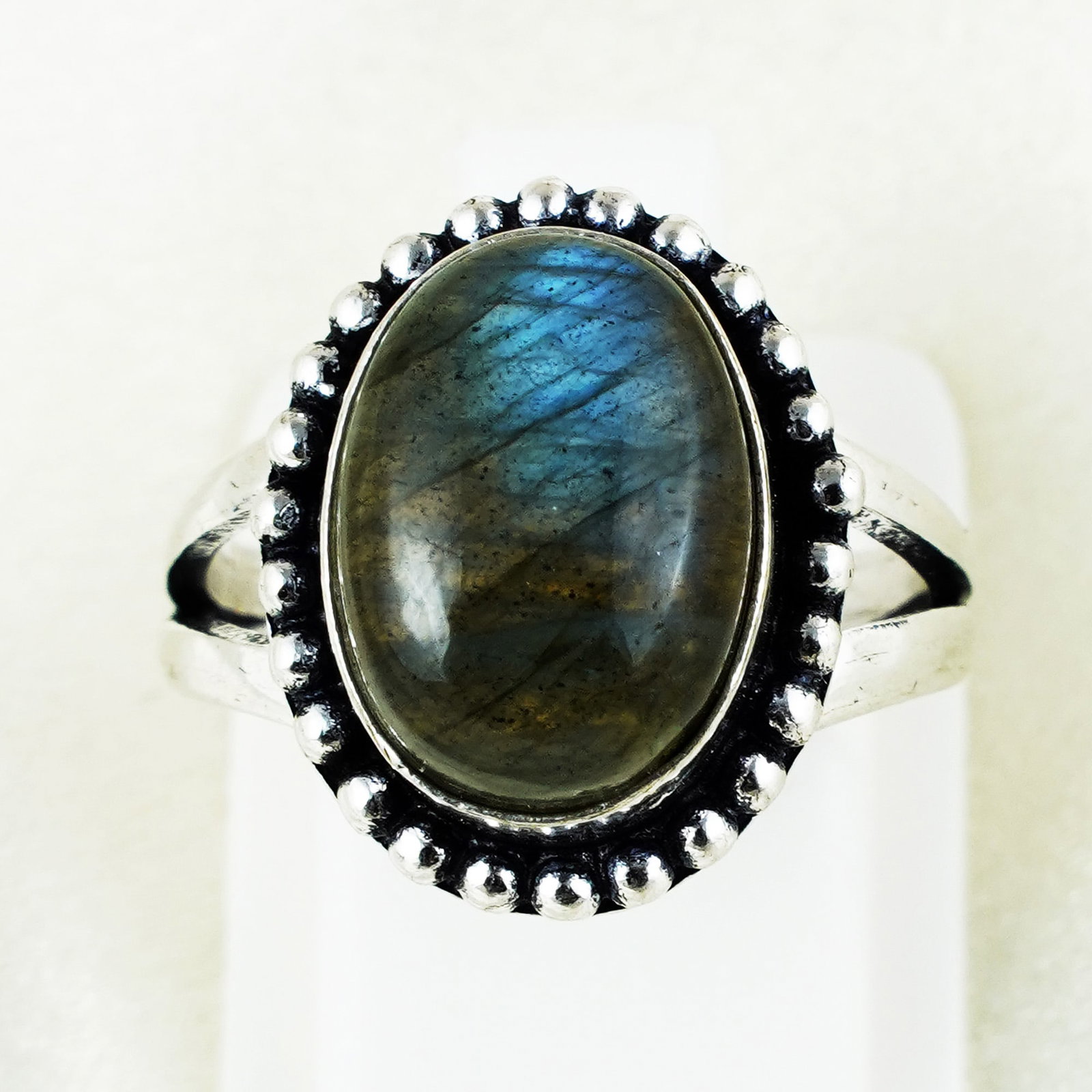 Natural Labradorite Sterling Silver Plated Handmade Ring - 8MM: Product ID: 260402174633 Product - Handmade Silver Plated Ring Metal - 92.5 Sterling Silver Plated Ring Size - 8MM Gemstone - Labradorite Gemstone Origin - Canada Gemstone Size - 10X14 MM Gemstone Sha