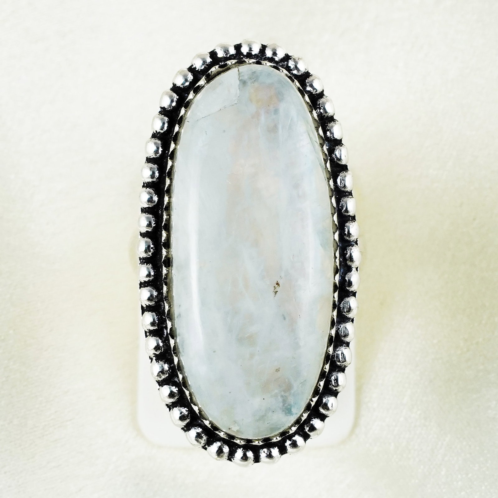 Natural Rainbow Moonstone Sterling Silver Plated Handmade Ring - 8MM: Product ID: 260401164523 Product - Handmade Silver Plated Ring Metal - 92.5 Sterling Silver Plated Ring Size - 8MM Gemstone - Rainbow Moonstone Gemstone Origin - India Gemstone Size - 12X16 MM Gemston