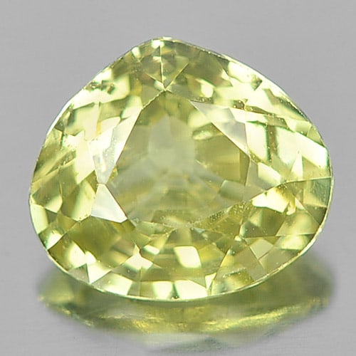 Natural Yellow Chrysoberyl Gemstones 1.15 Ct. Pear Shape 6.8 x 6 Mm.: Product ID: 801701106 Product Name: Natural Chrysoberyl Weight: 1.15 CT. Size: 6.8 x 6 x 3.8 MM. Shape: Pear Color: Yellow Clarity:VSI Luster: Good Gems Origin: Madagascar Treatment: Unheated Crystal 