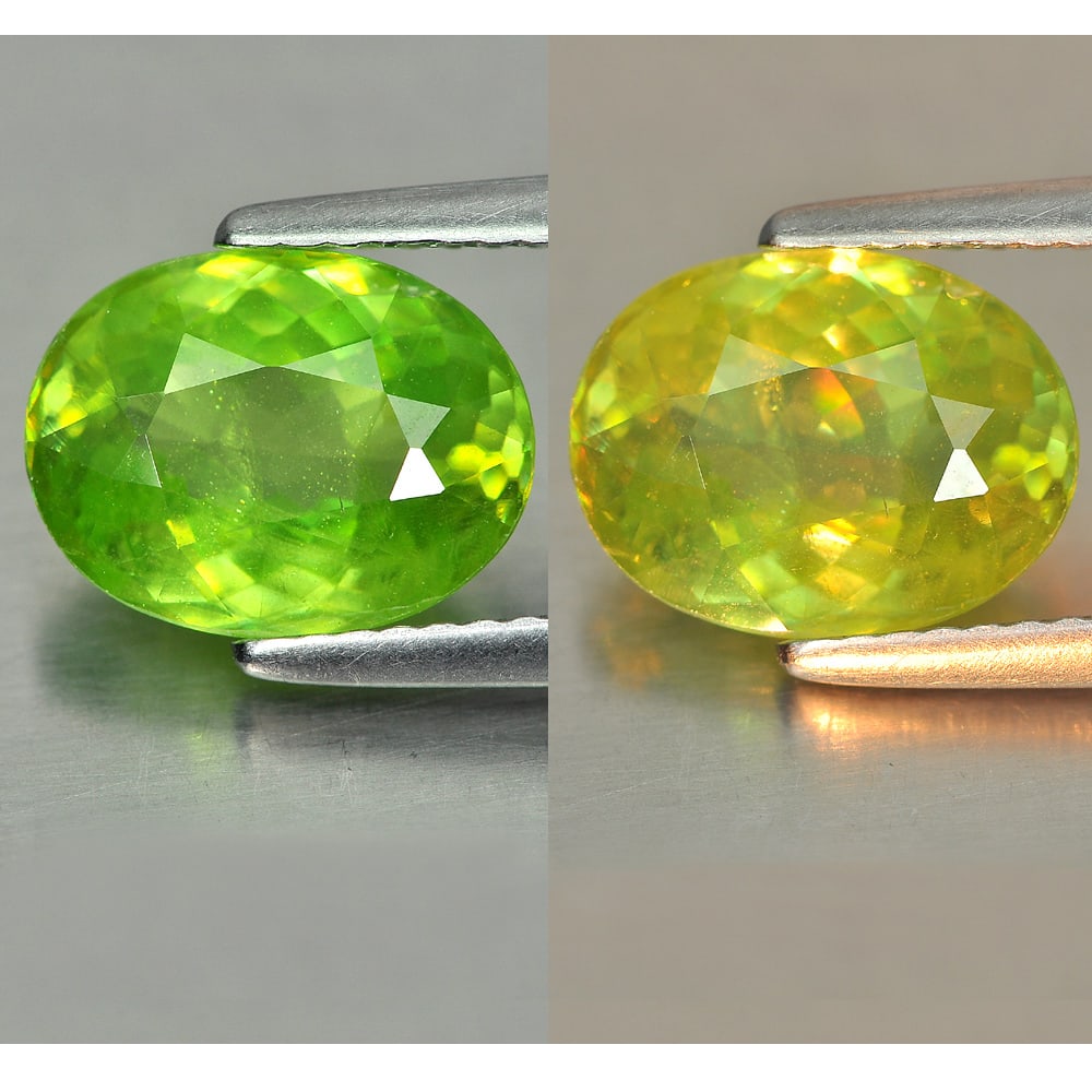 Natural Green Sphene Gemstones 2.81 Ct. Oval Shape 10.3 x 8 Mm. (1 of 3)