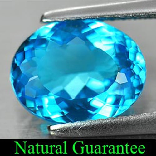 Natural Swiss Blue Topaz Gemstones 3.37 Ct. Oval Shape 10.7 x 8.4 Mm: Product ID: 807155267 Product Name: Natural Blue Topaz Weight: 3.37 CT. Size: 10.7 x 8.4 x 4.8 MM. Shape: Oval Color: Swiss Blue Clarity:SI Luster: Good Gems Origin: Brazil Treatment: Treated Crystal 