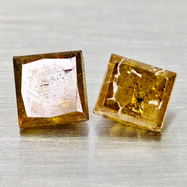 Natural Red Yellow Loose Diamond 0.53 Ct. 2 Pcs. Square Princess Cut 3.3 Mm: Product ID: 502100220 Product Name: Natural Enhanced Diamond Weight: 0.53 CT. Size: 3.3 x 3.3 x 2.7 MM. Shape: Square Princess Cut Color: Red Yellow Clarity:SI1 Luster: Good Gems Origin: Belgium Treat
