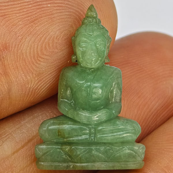 Natural Genuine Green Jade Gemstones 11.39 Ct. Buddha Carving Shape 22 x 14.9 Mm: Product ID: 819816184 Product Name: Natural Gemstones Weight: 11.39 CT. Size: 22 x 14.9 x 6.5 MM. Shape: Caving Color: Green Clarity:Opaque Luster: Good Gems Origin: Thailand Treatment: Unheated Cryst
